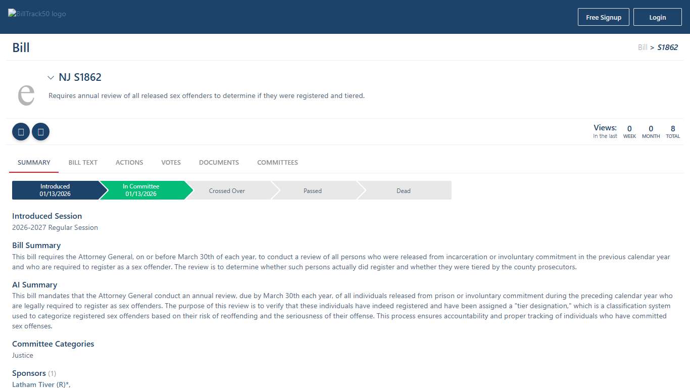 NJ S1862 BillTrack50