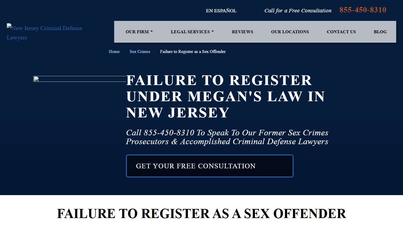 Failure to Register as a Sex Offender in New Jersey N.J.S. 2C:7-2